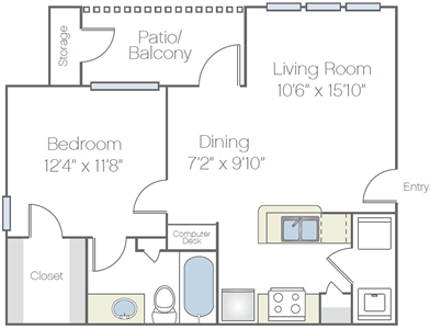 Aster-One Bedroom / One Bath -  610 Sq. Ft.*
