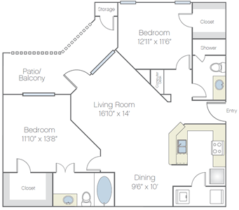 Mesquite-Two Bedroom / Two Bath - 1,041 Sq. Ft.*